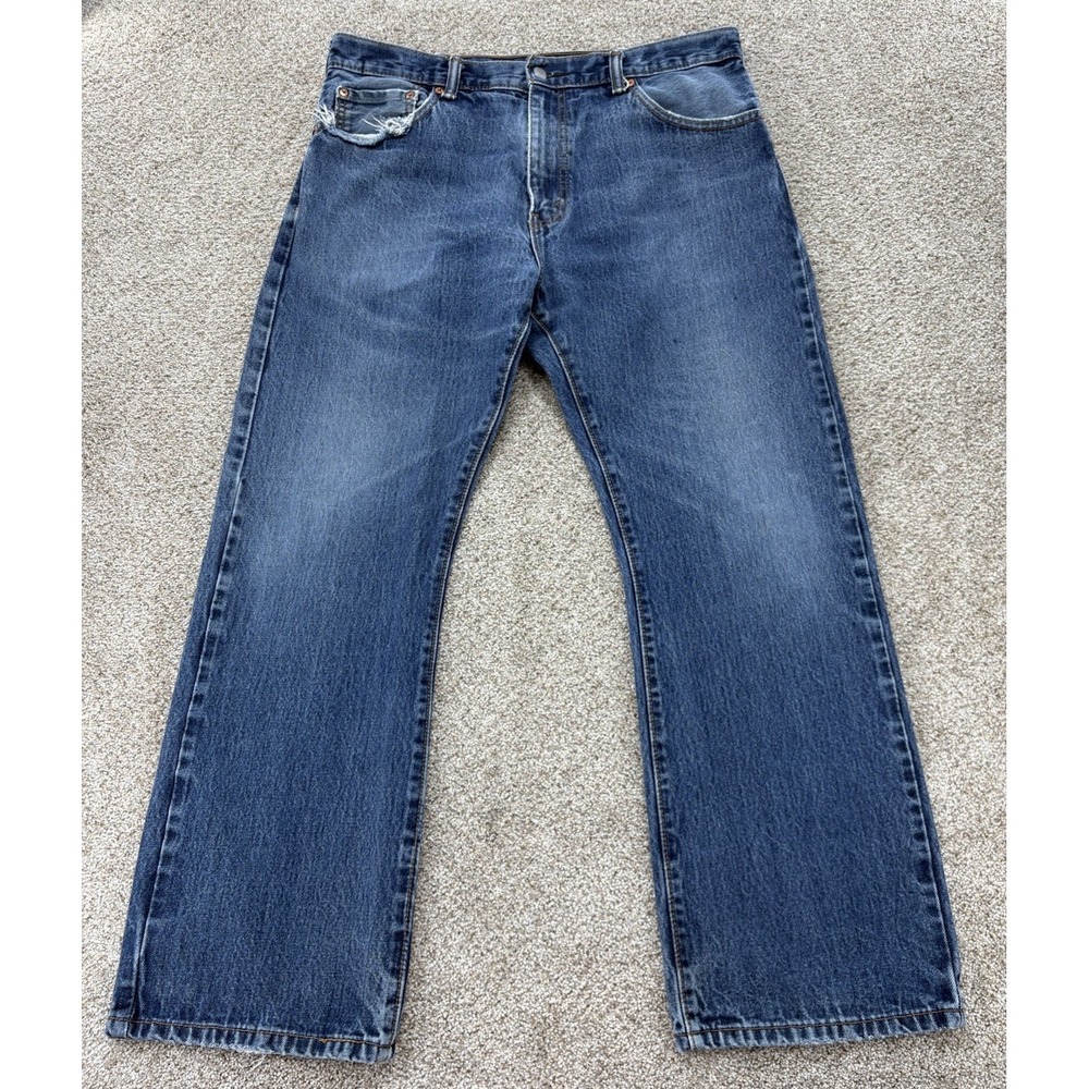 Levis 517 Jeans Mens 36x30 Blue Cotton Denim Workwear Wallet Fade Distressed '17